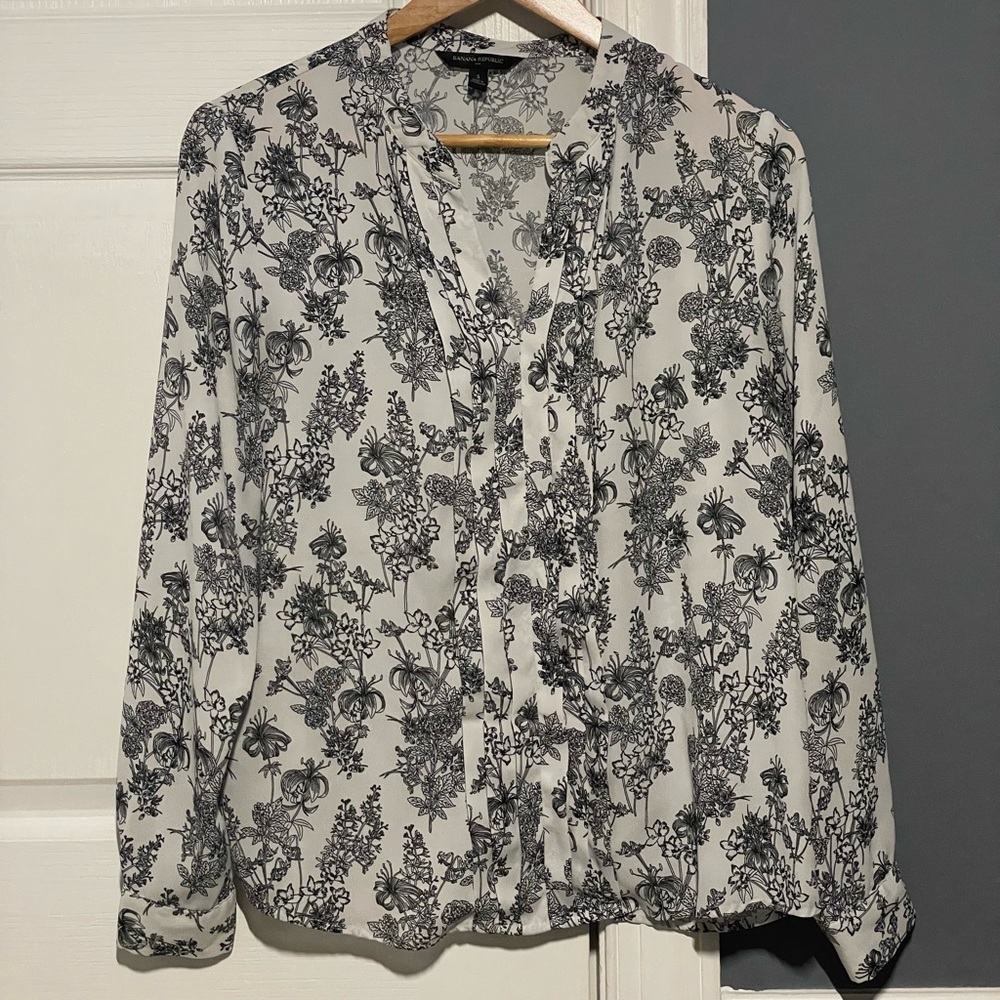 Banana Republic Black Floral Blouse
